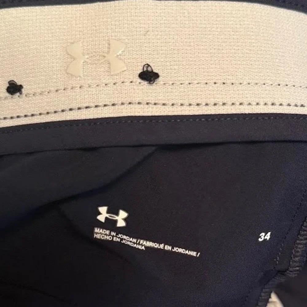 Under Armour Mens Navy Blue Performance Golf Shorts Stretch‎ Flat Front Size 34